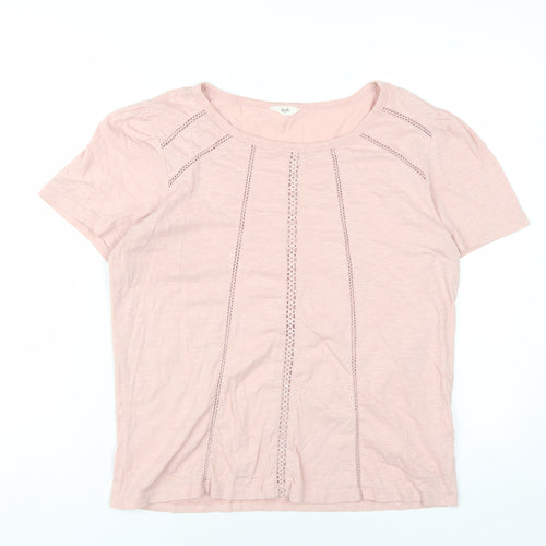 Hush Womens Pink Cotton Basic T-Shirt Size M Round Neck