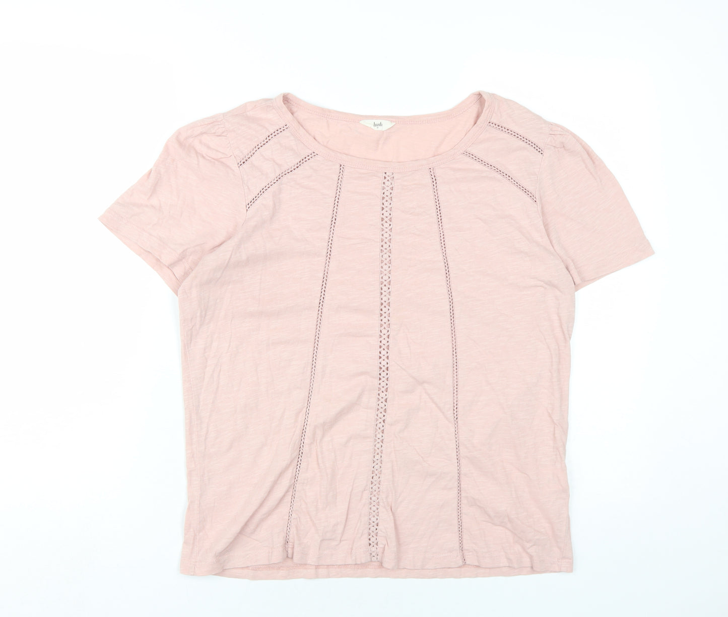 Hush Womens Pink Cotton Basic T-Shirt Size M Round Neck