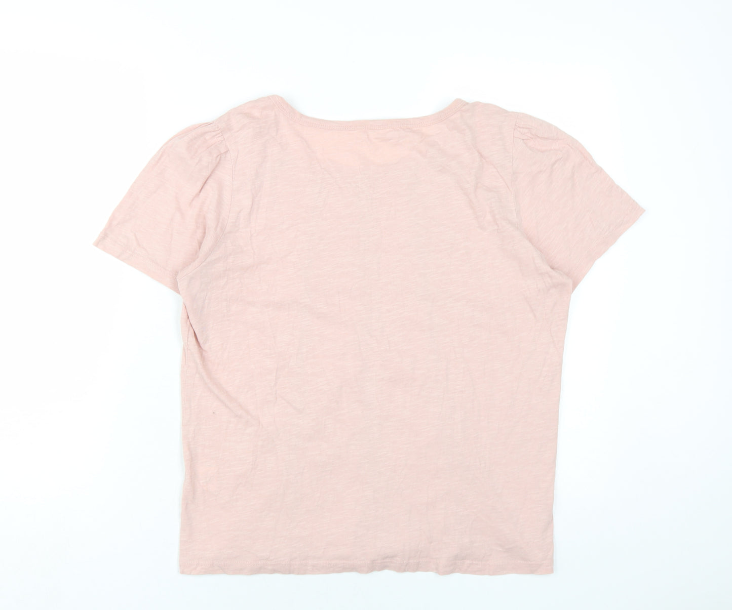 Hush Womens Pink Cotton Basic T-Shirt Size M Round Neck