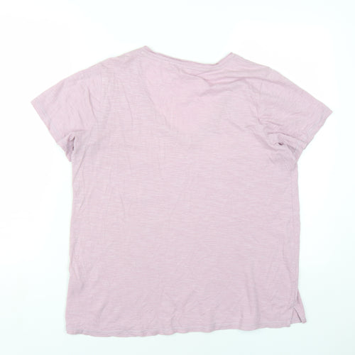 Fat Face Womens Purple Cotton Basic T-Shirt Size 12 V-Neck