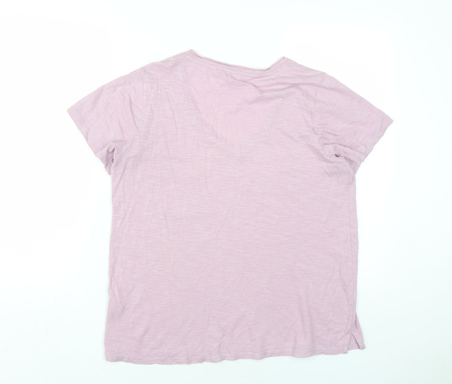 Fat Face Womens Purple Cotton Basic T-Shirt Size 12 V-Neck