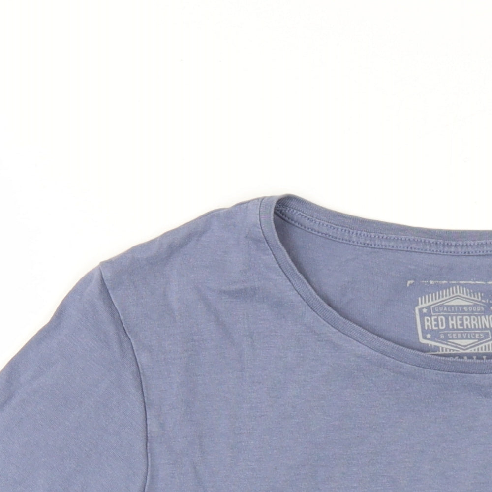 Red Herring Mens Blue Cotton T-Shirt Size S Round Neck