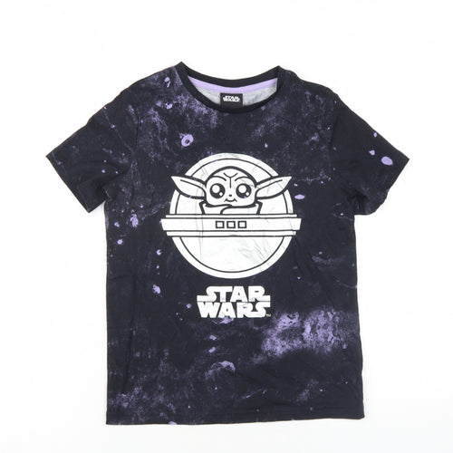 Star Wars Boys Black Cotton Basic T-Shirt Size 9 Years Round Neck Pullover - Baby Yoda