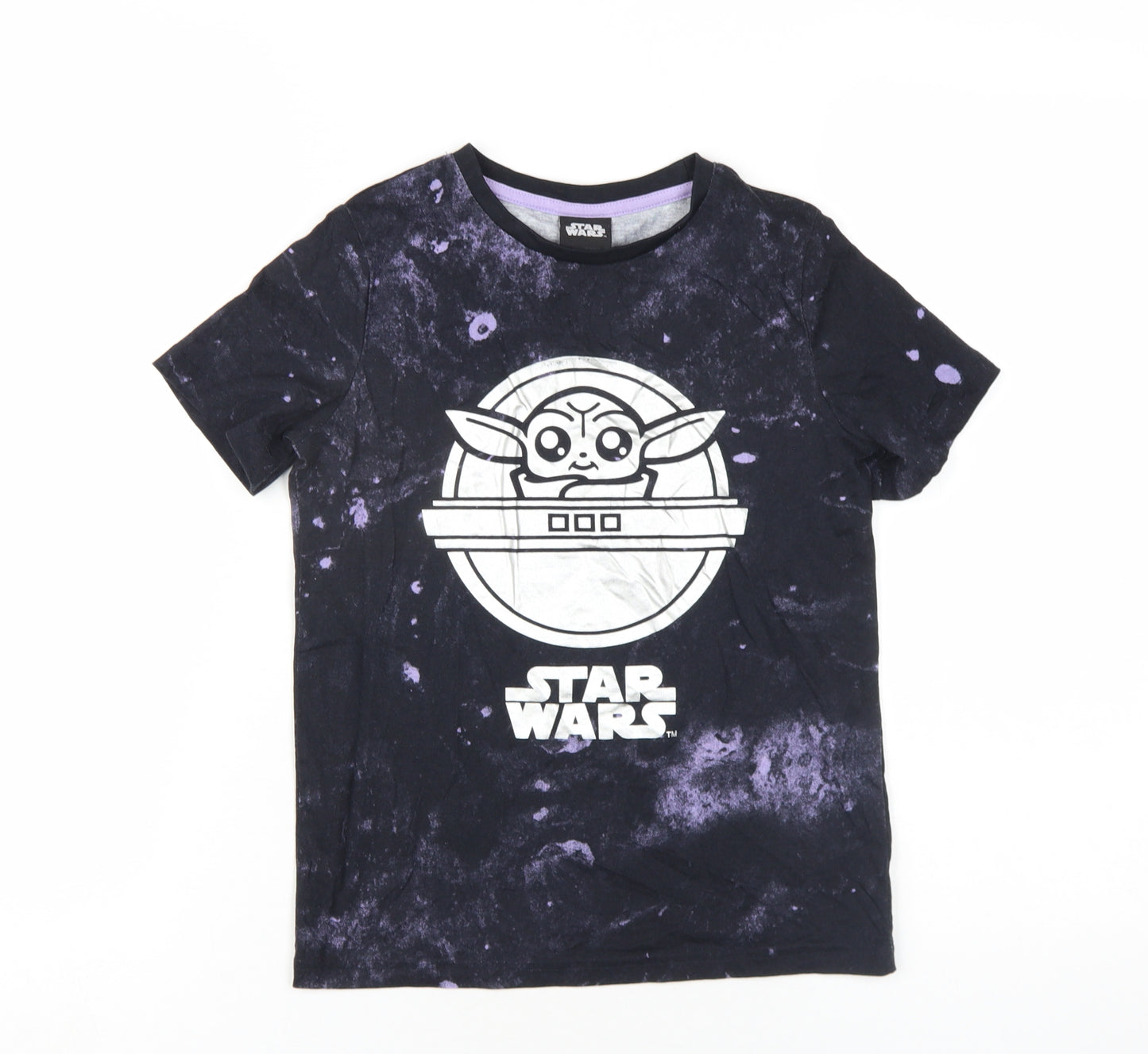 Star Wars Boys Black Cotton Basic T-Shirt Size 9 Years Round Neck Pullover - Baby Yoda