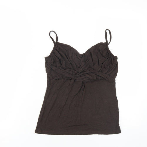 Morgan Womens Brown Viscose Camisole T-Shirt Size L V-Neck