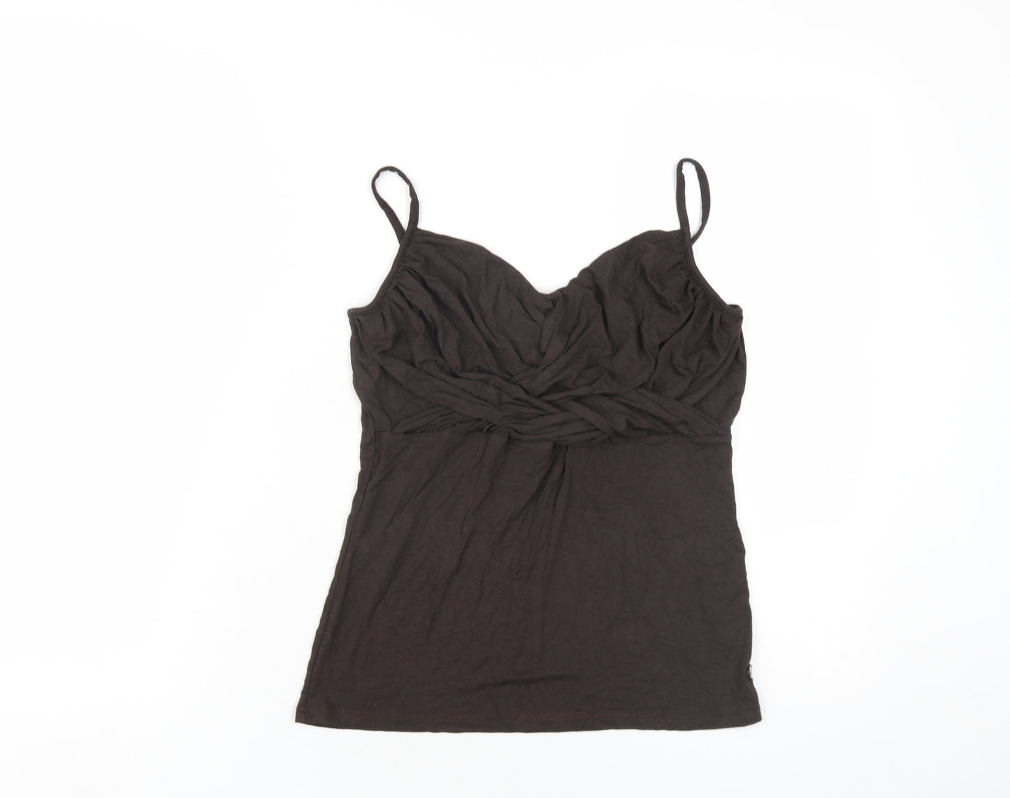 Morgan Womens Brown Viscose Camisole T-Shirt Size L V-Neck