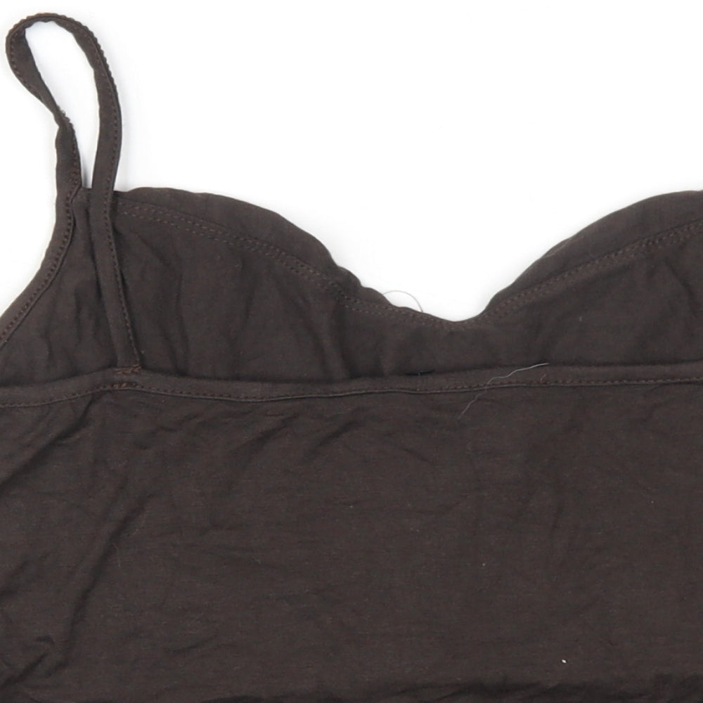 Morgan Womens Brown Viscose Camisole T-Shirt Size L V-Neck
