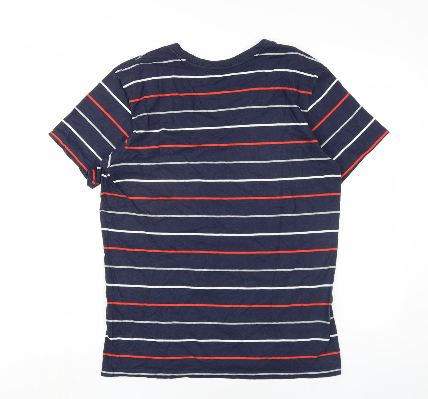 Gap Mens Blue Striped Cotton T-Shirt Size L V-Neck