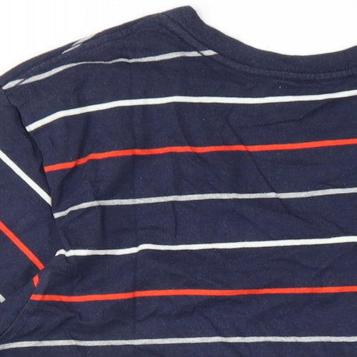 Gap Mens Blue Striped Cotton T-Shirt Size L V-Neck
