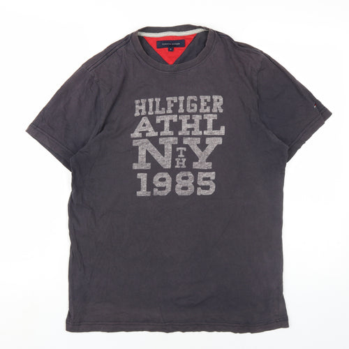 Tommy Hilfiger Mens Black Cotton T-Shirt Size M Round Neck