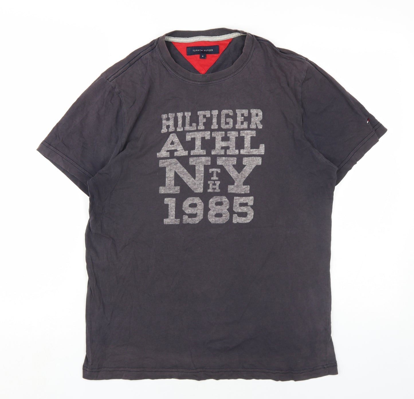 Tommy Hilfiger Mens Black Cotton T-Shirt Size M Round Neck