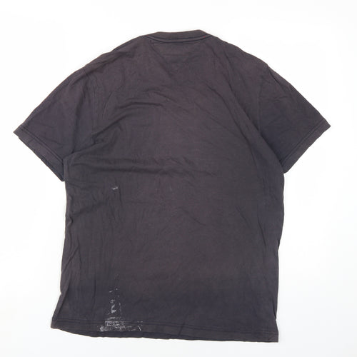Tommy Hilfiger Mens Black Cotton T-Shirt Size M Round Neck