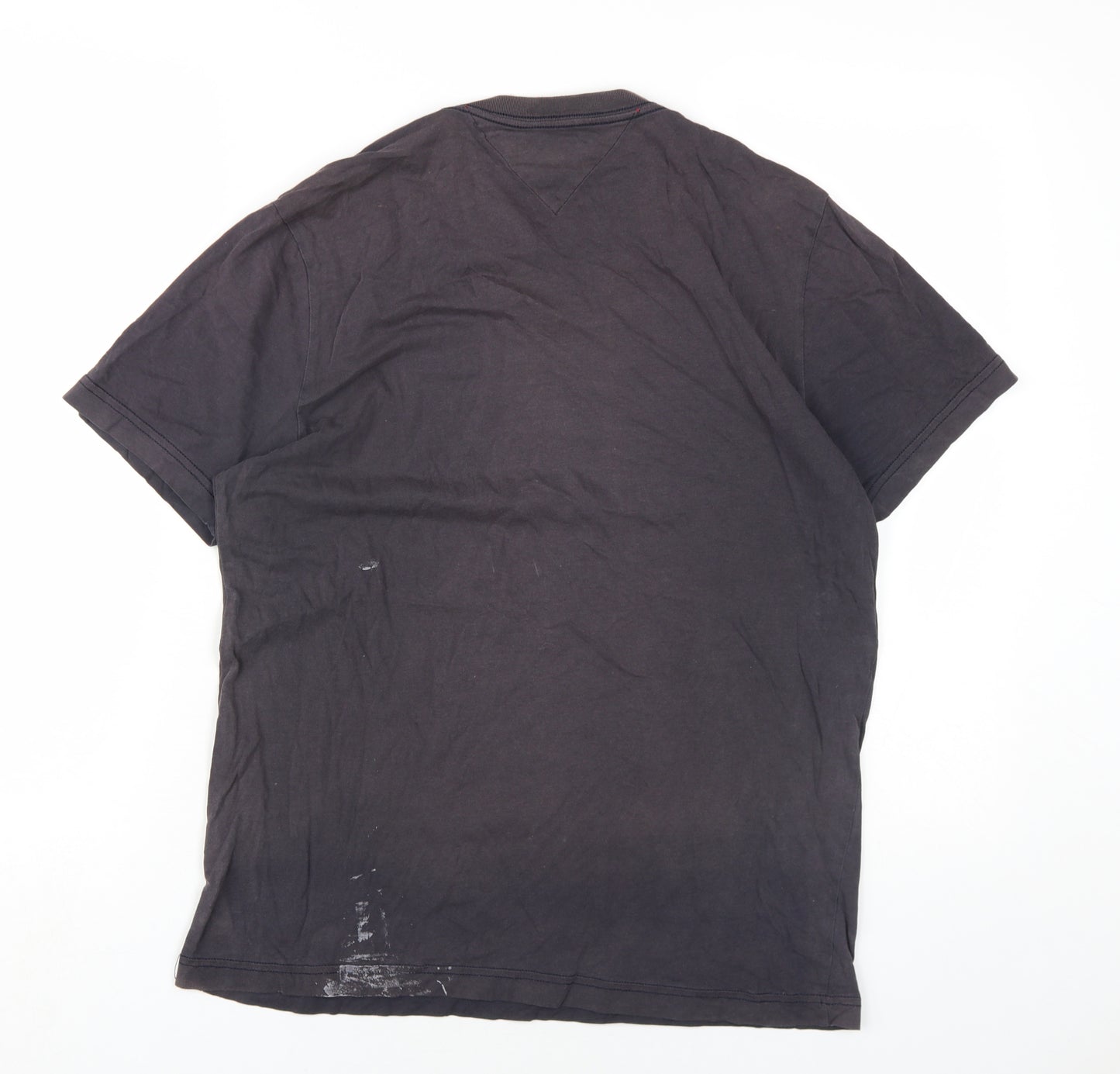 Tommy Hilfiger Mens Black Cotton T-Shirt Size M Round Neck