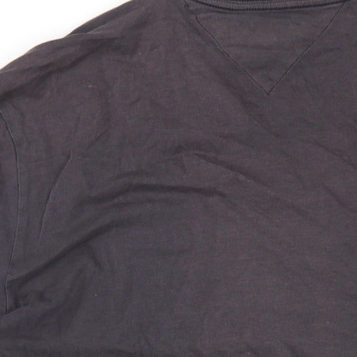 Tommy Hilfiger Mens Black Cotton T-Shirt Size M Round Neck