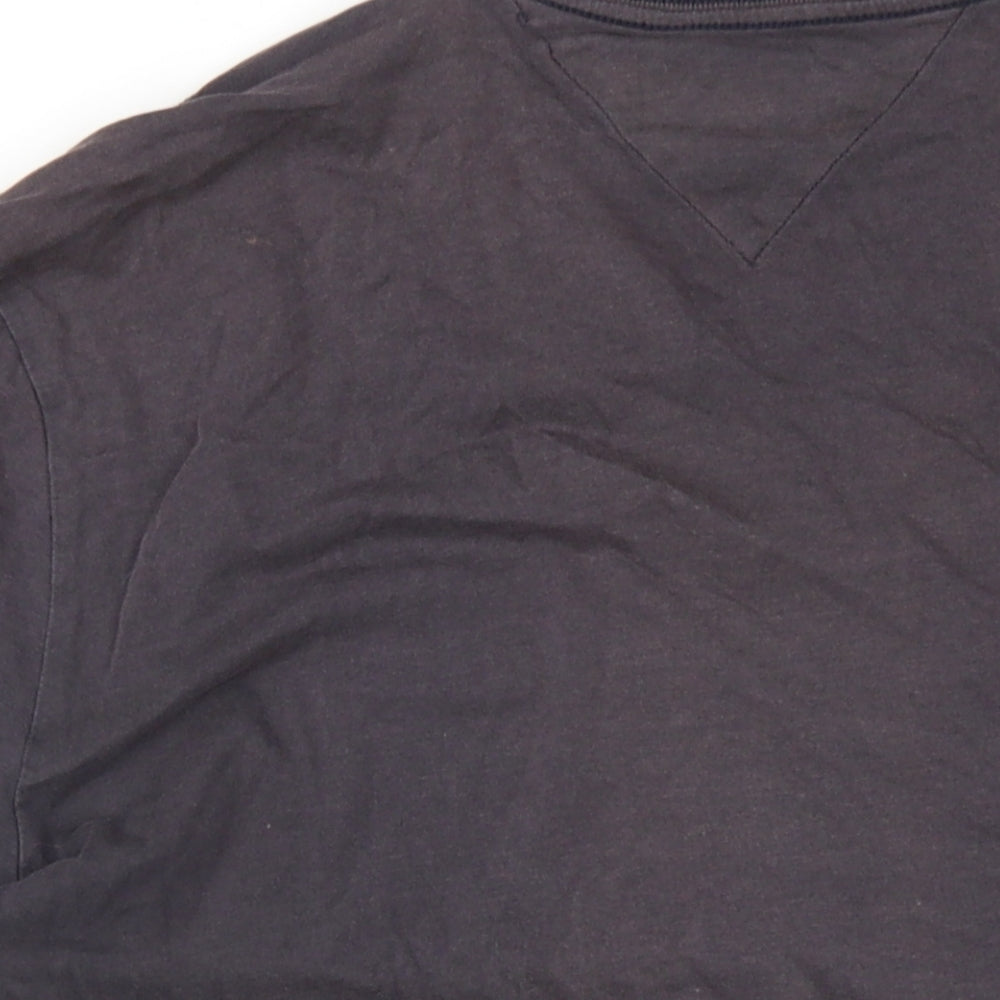 Tommy Hilfiger Mens Black Cotton T-Shirt Size M Round Neck