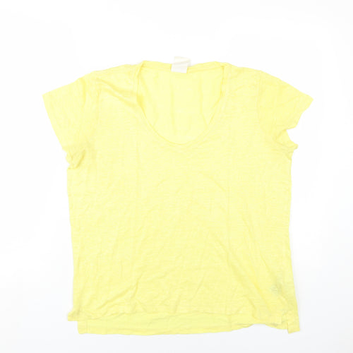 Gap Womens Yellow Linen Basic T-Shirt Size M V-Neck