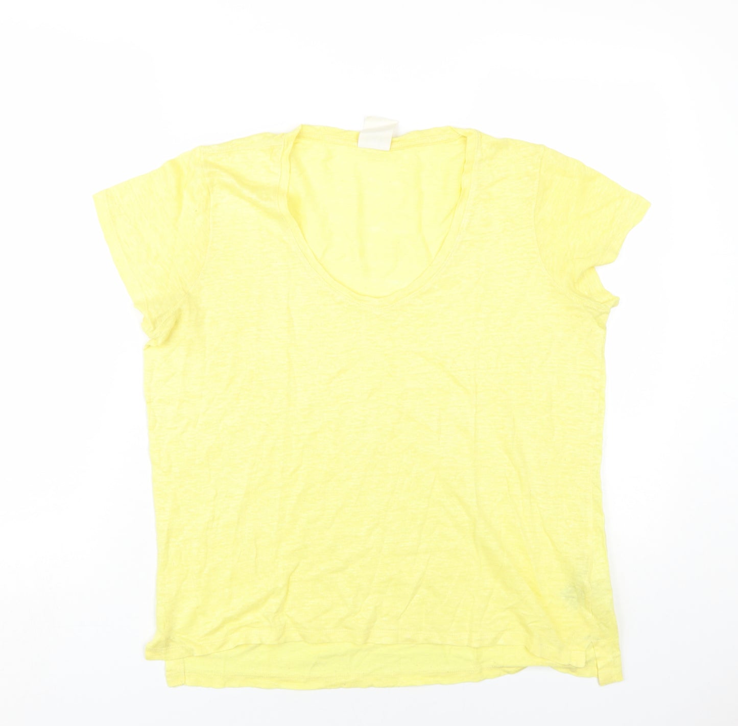 Gap Womens Yellow Linen Basic T-Shirt Size M V-Neck