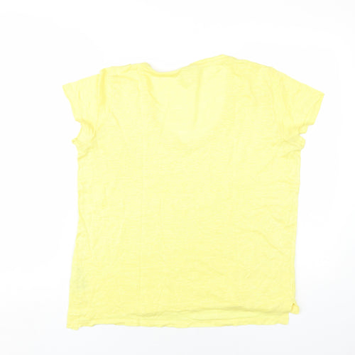 Gap Womens Yellow Linen Basic T-Shirt Size M V-Neck