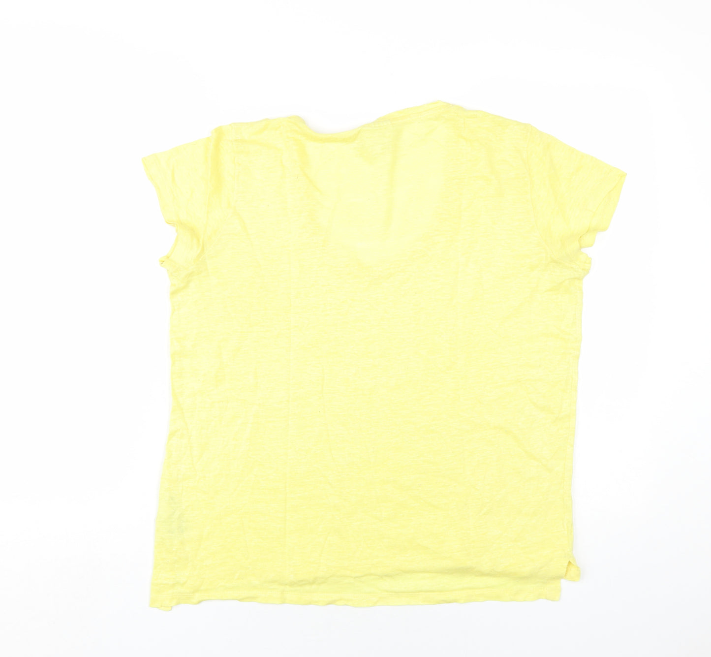 Gap Womens Yellow Linen Basic T-Shirt Size M V-Neck