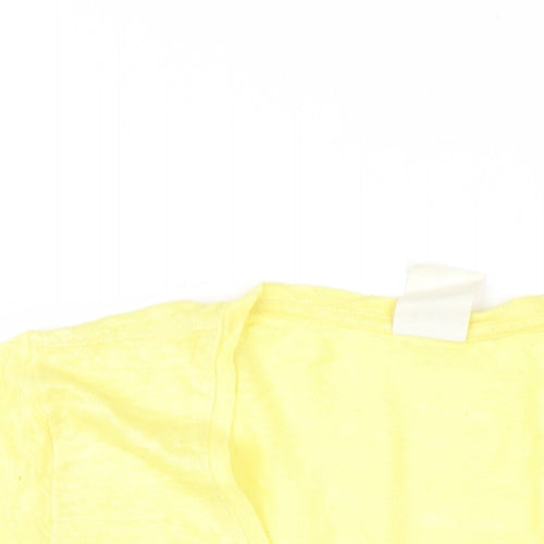 Gap Womens Yellow Linen Basic T-Shirt Size M V-Neck