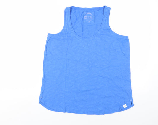 Fat Face Womens Blue Cotton Basic Tank Size 12 Scoop Neck