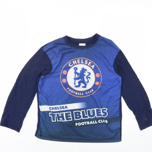 Chelsea FC Boys Blue Cotton Basic T-Shirt Size 9-10 Years Round Neck Pullover