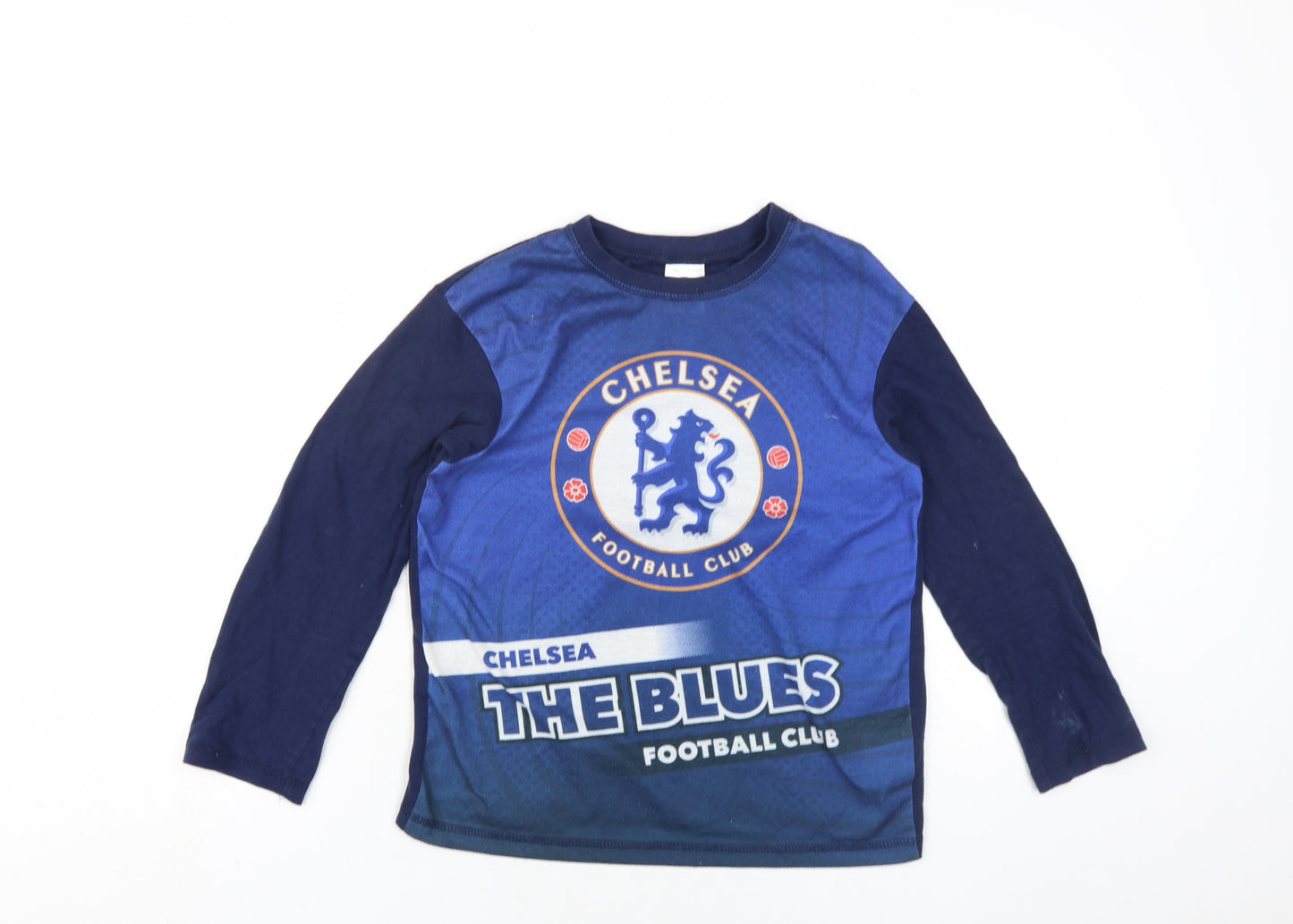 Chelsea FC Boys Blue Cotton Basic T-Shirt Size 9-10 Years Round Neck Pullover