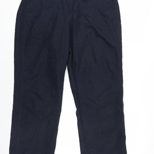 BHS Womens Blue Cotton Trousers Size 16 L28 in Regular Zip