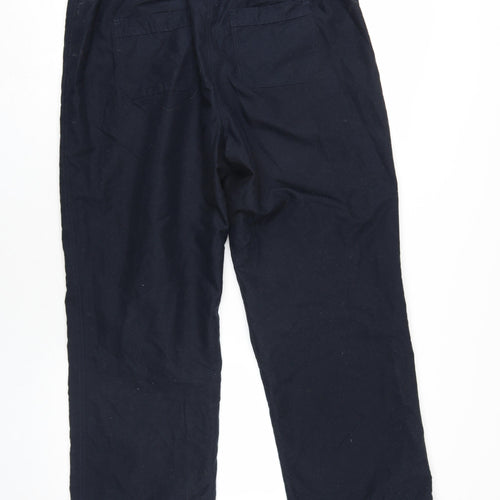 BHS Womens Blue Cotton Trousers Size 16 L28 in Regular Zip