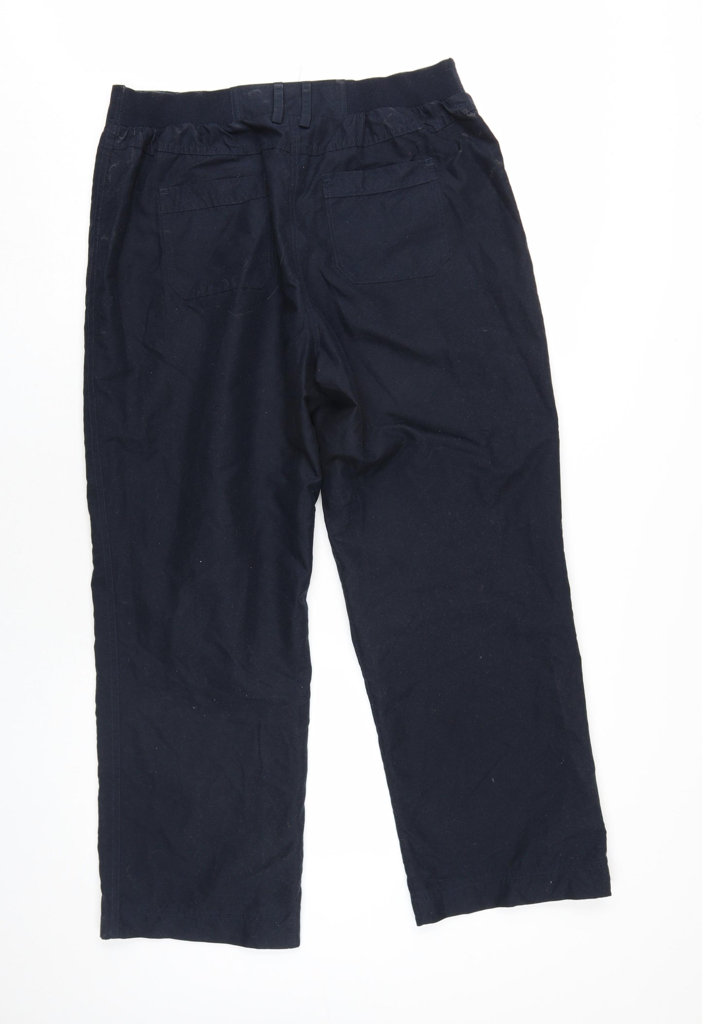BHS Womens Blue Cotton Trousers Size 16 L28 in Regular Zip