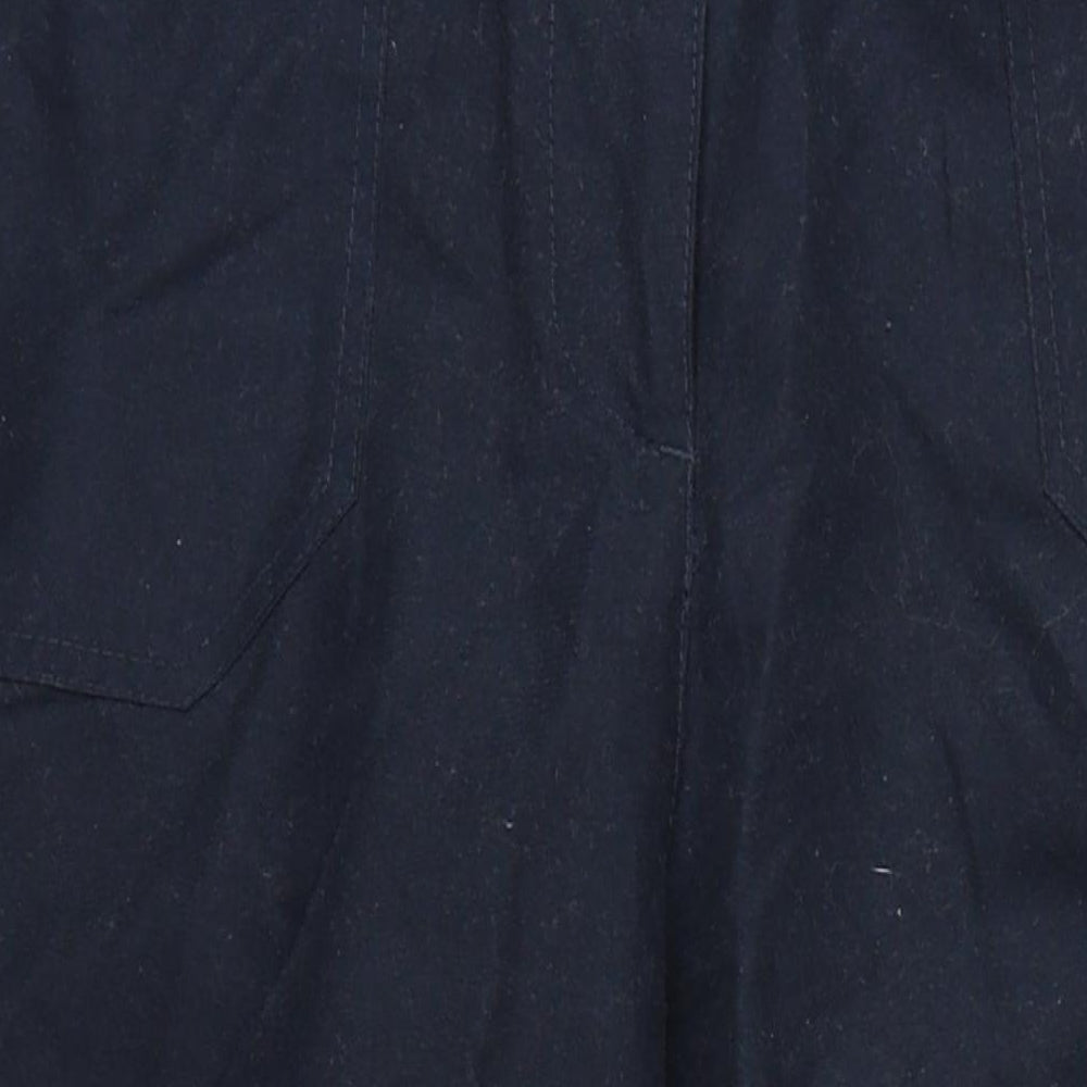 BHS Womens Blue Cotton Trousers Size 16 L28 in Regular Zip