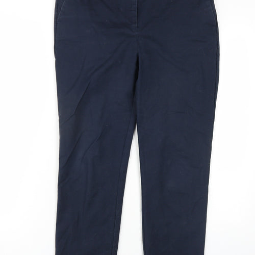 Boden Womens Blue Cotton Trousers Size 12 L27 in Regular Zip