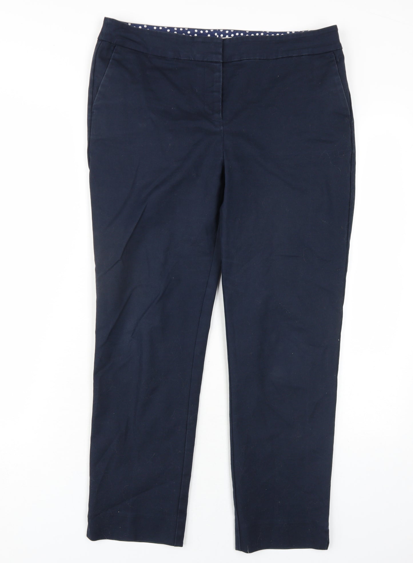 Boden Womens Blue Cotton Trousers Size 12 L27 in Regular Zip