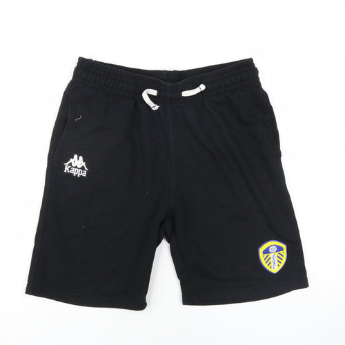 Kappa Boys Black Cotton Sweat Shorts Size M L9 in Regular Drawstring - Leeds United FC