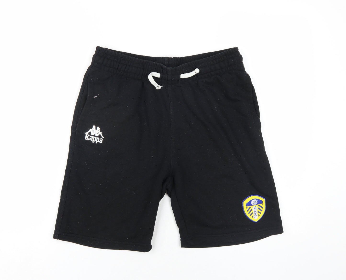 Kappa Boys Black Cotton Sweat Shorts Size M L9 in Regular Drawstring - Leeds United FC