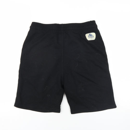 Kappa Boys Black Cotton Sweat Shorts Size M L9 in Regular Drawstring - Leeds United FC