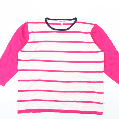 Paramour Womens Pink Round Neck Striped Viscose Pullover Jumper Size XL