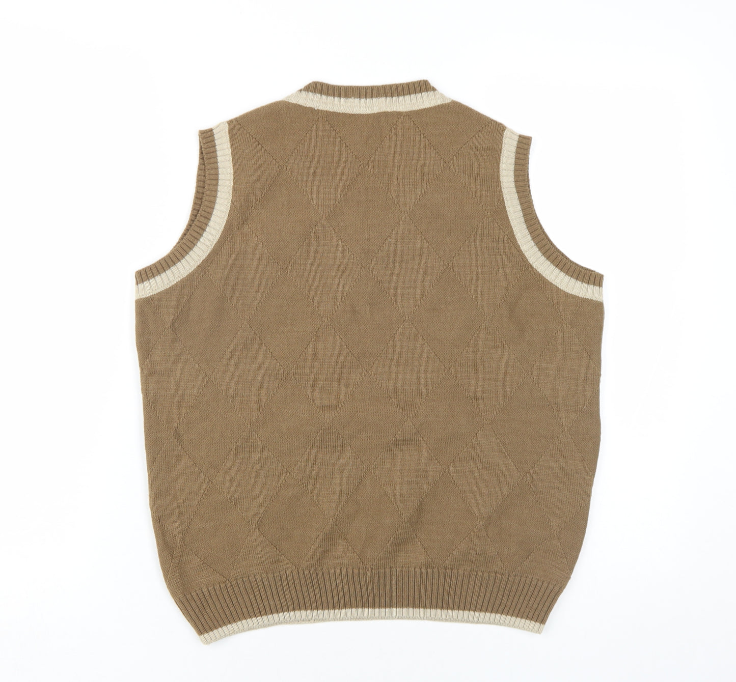 One Up Golf Mens Brown V-Neck Wool Vest Jumper Size M Sleeveless