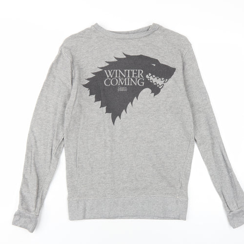 Game Of Thrones Mens Grey Cotton Pullover Sweatshirt Size S - Winter is Coming