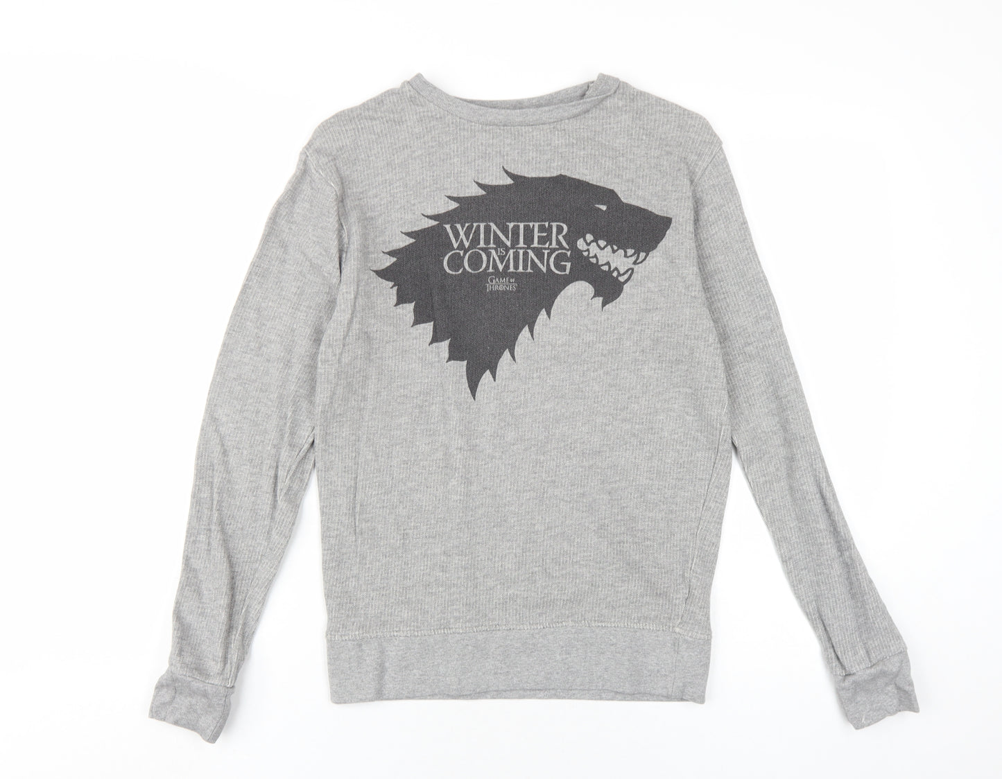 Game Of Thrones Mens Grey Cotton Pullover Sweatshirt Size S - Winter is Coming