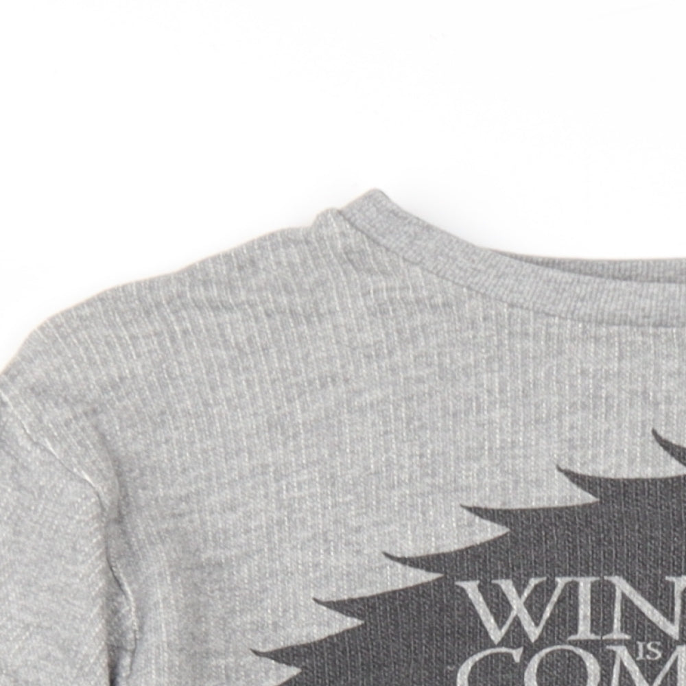 Game Of Thrones Mens Grey Cotton Pullover Sweatshirt Size S - Winter is Coming