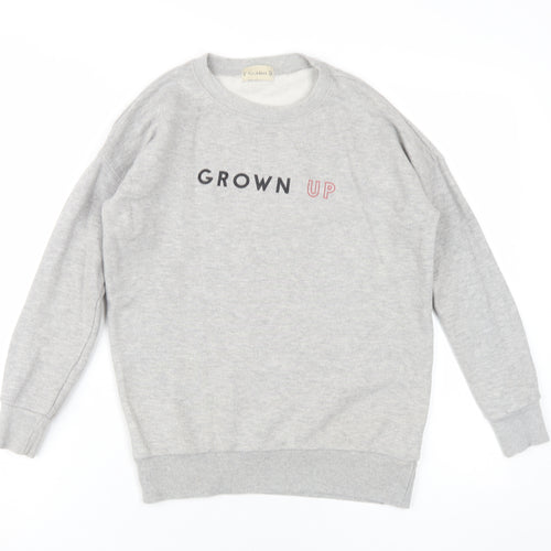 Pull&Bear Womens Grey Cotton Pullover Sweatshirt Size S Pullover - Grown Up