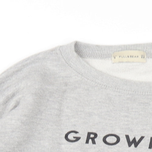 Pull&Bear Womens Grey Cotton Pullover Sweatshirt Size S Pullover - Grown Up