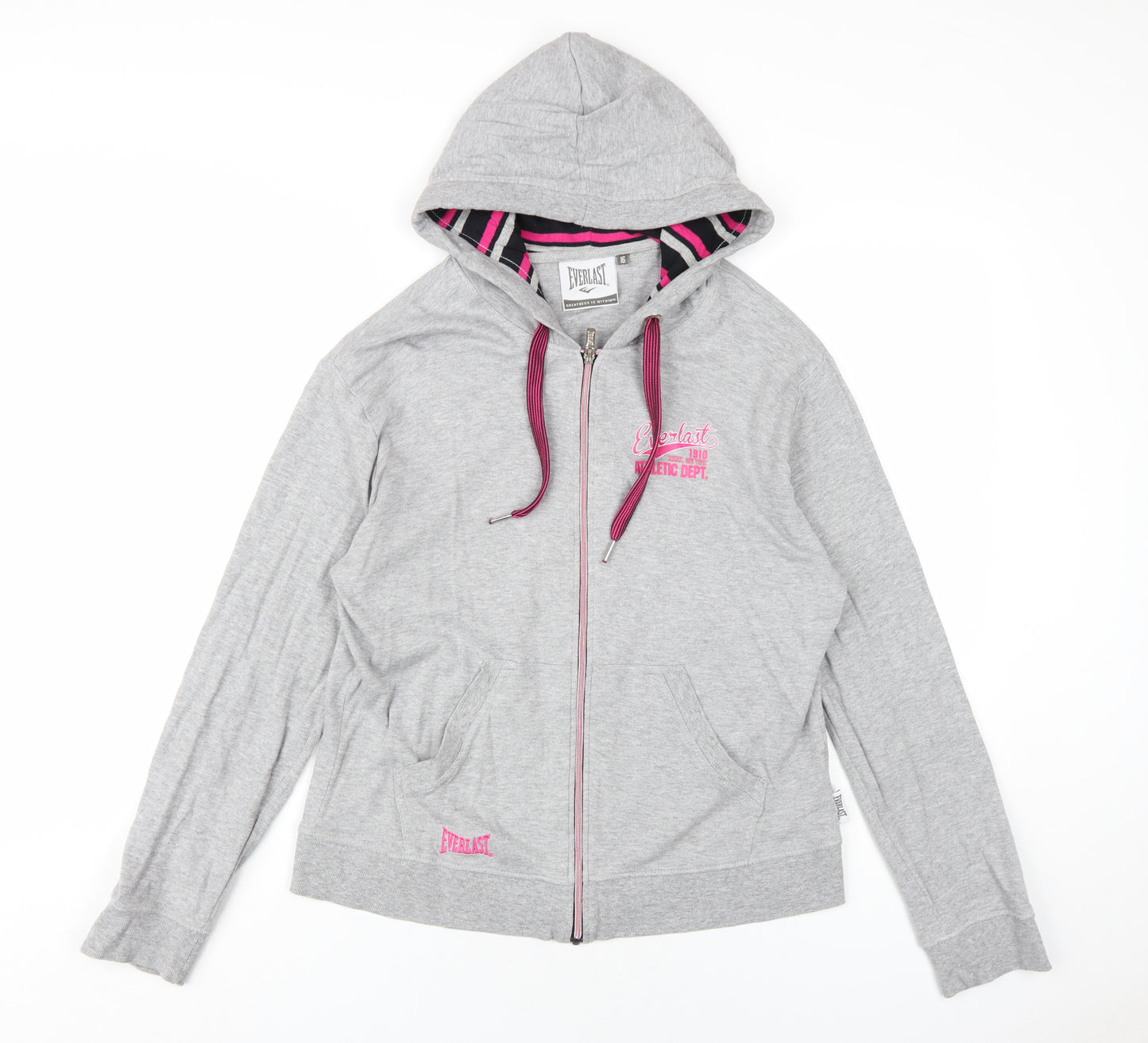 Everlast Womens Grey Cotton Full Zip Hoodie Size 16 Zip