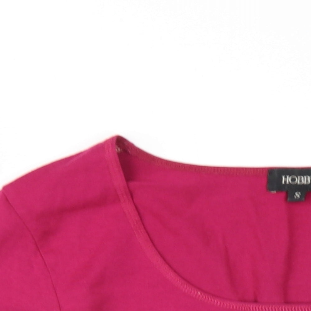 Hobbs Womens Pink Cotton Basic T-Shirt Size S Scoop Neck