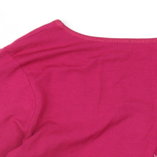 Hobbs Womens Pink Cotton Basic T-Shirt Size S Scoop Neck