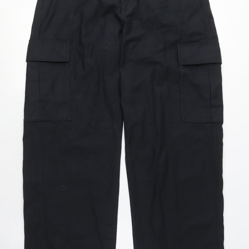 Uniqlo Mens Black Cotton Cargo Trousers Size M L29 in Regular Zip - Pockets
