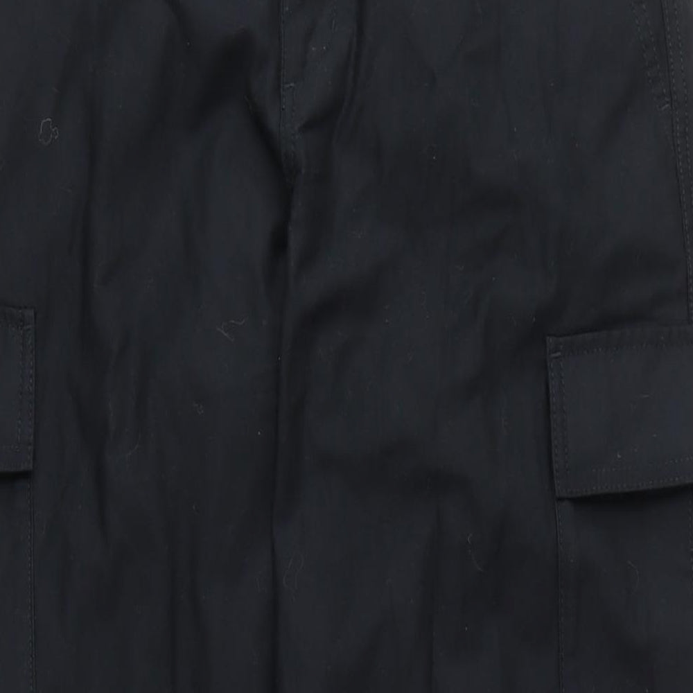 Uniqlo Mens Black Cotton Cargo Trousers Size M L29 in Regular Zip - Pockets