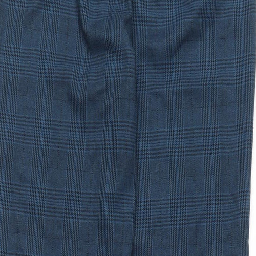 Marks and Spencer Womens Blue Plaid Polyester Chino Trousers Size 10 L29 in Regular Zip