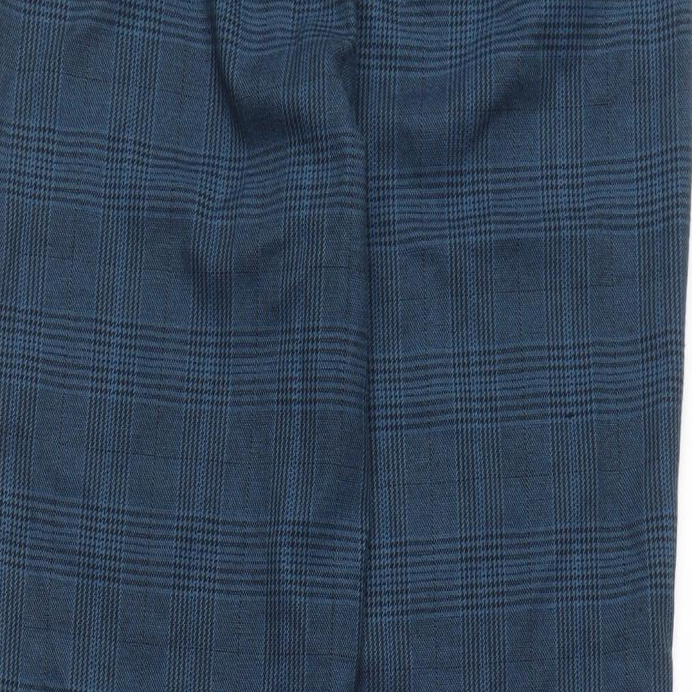 Marks and Spencer Womens Blue Plaid Polyester Chino Trousers Size 10 L29 in Regular Zip